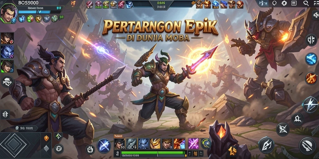 Tampilan gameplay yang seru dalam BOS5000 dengan aksi MOBA.
