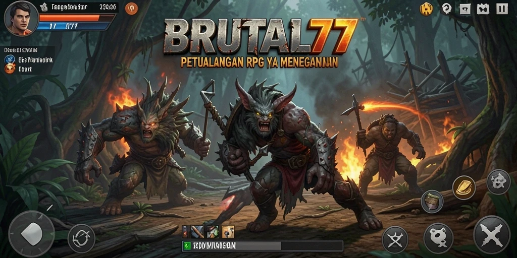 Tangkapan layar menampilkan aksi seru dalam gameplay RPG BRUTAL77.