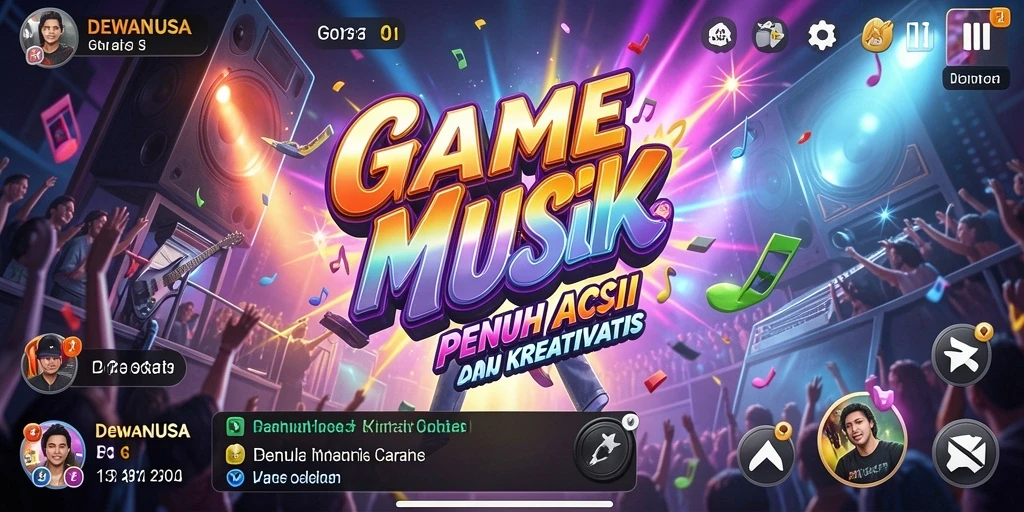 Tampilan menarik gameplay DEWANUSA dengan alat musik virtual.