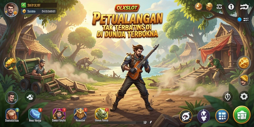 Tangkapan layar dari gameplay OLXSLOT yang menampilkan dunia terbuka yang luas.