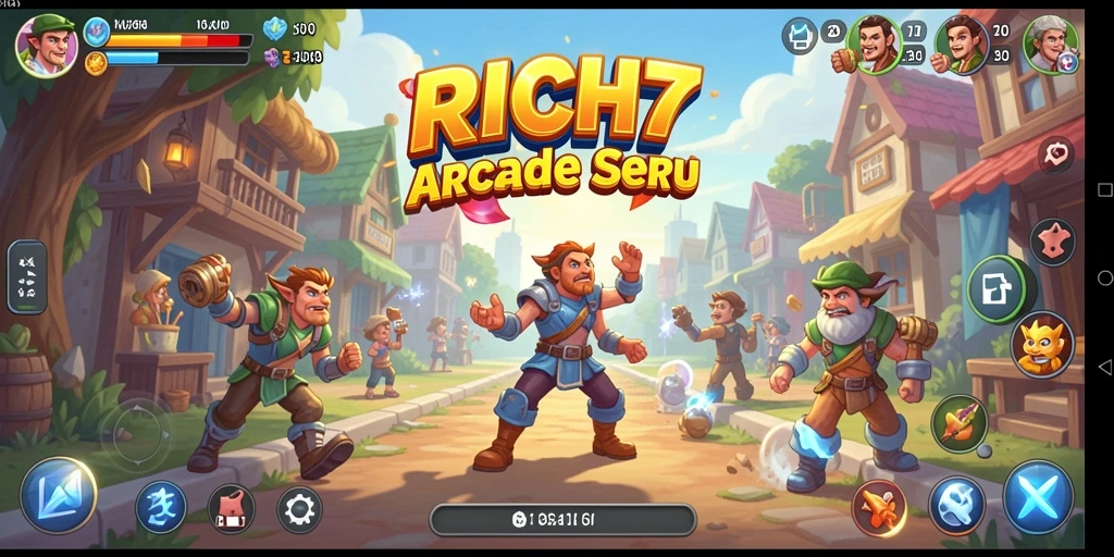 Gameplay RICH7 yang menegangkan dan mengasyikkan dalam aksi arcade.
