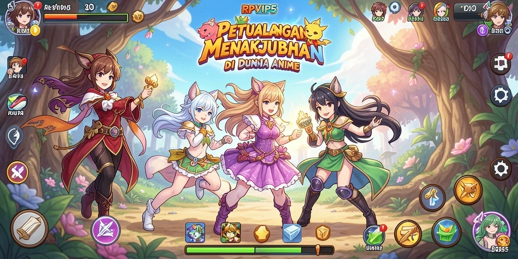 Screenshot gameplay RPVIP5 yang menunjukkan aksi seru dalam dunia anime.