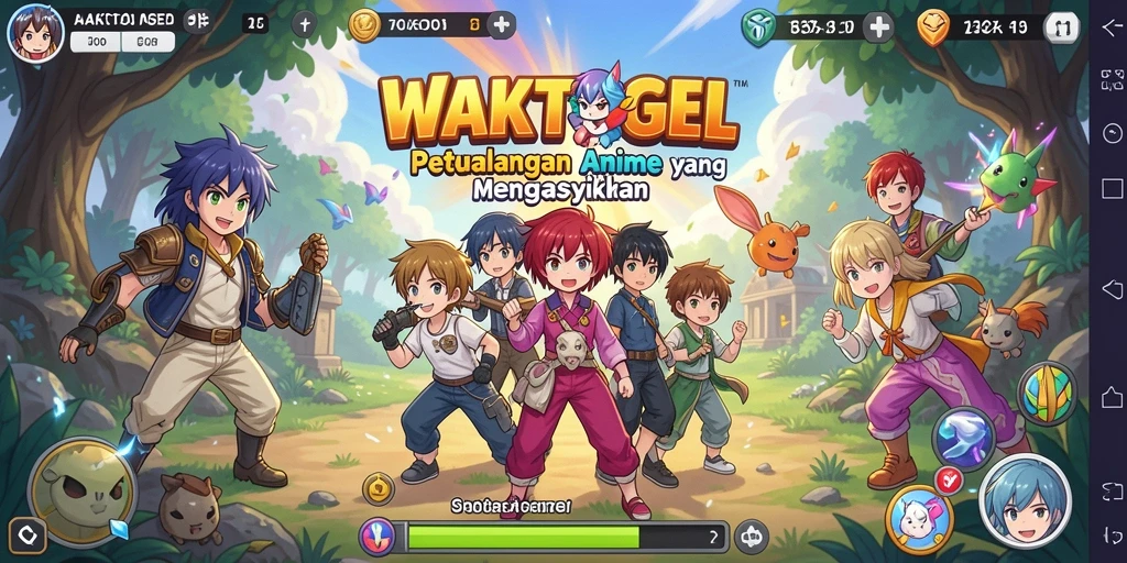 Tampilan gameplay WAKTOGEL yang penuh aksi dan karakter Anime.